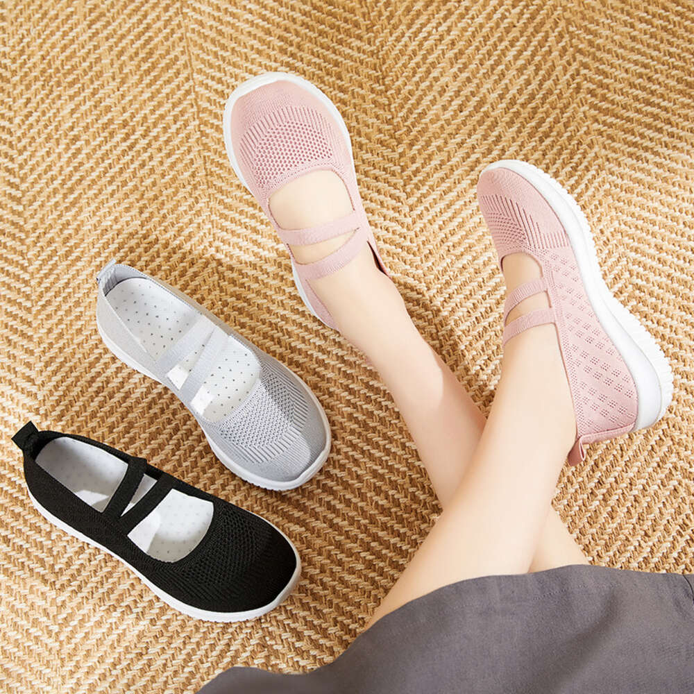 Ddmysports Women S Summer New Fabric Plus Size Women Fly Woven Shoes Soft Soled Casual Mom OUTDOOR