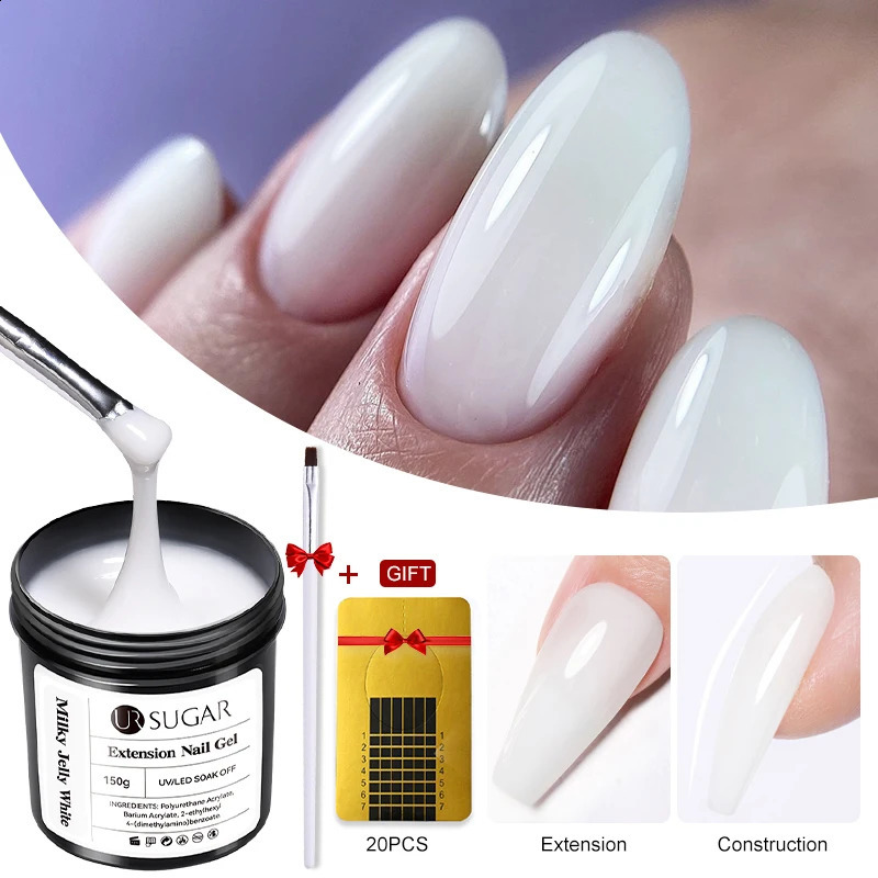 UR SUGAR 150g Extension Nail Gel Polish Peach Fuzz Jelly Nude Pink Clear Semi Permanent Acrylic Building UV Construction Gel 240816
