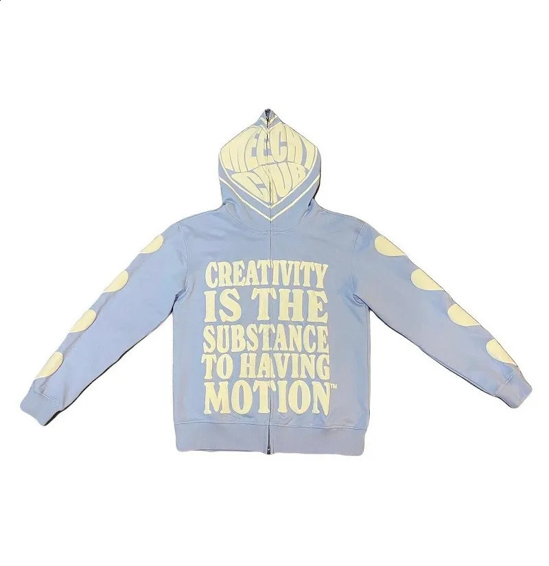 Y2K Europe and America autumn and winter zipper letter printing traf hoodie stitch high street retro hip-hop casual sweatshirt m 240810