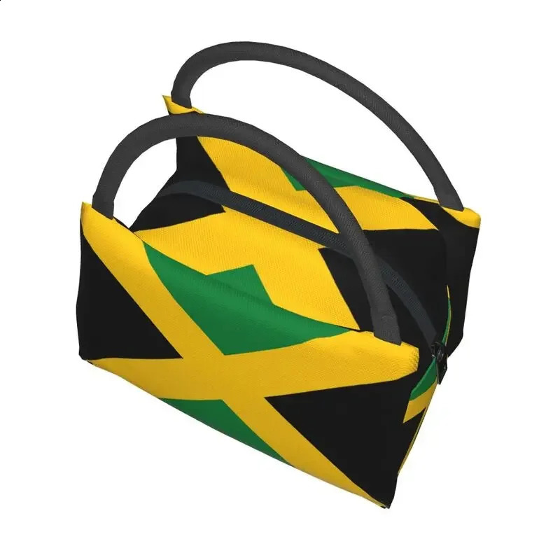 Jamaican Flag Thermal Insulated Lunch Bag Women Patriotism Resuable Lunch Tote for Office Outdoor Storage Meal Food Box 240816
