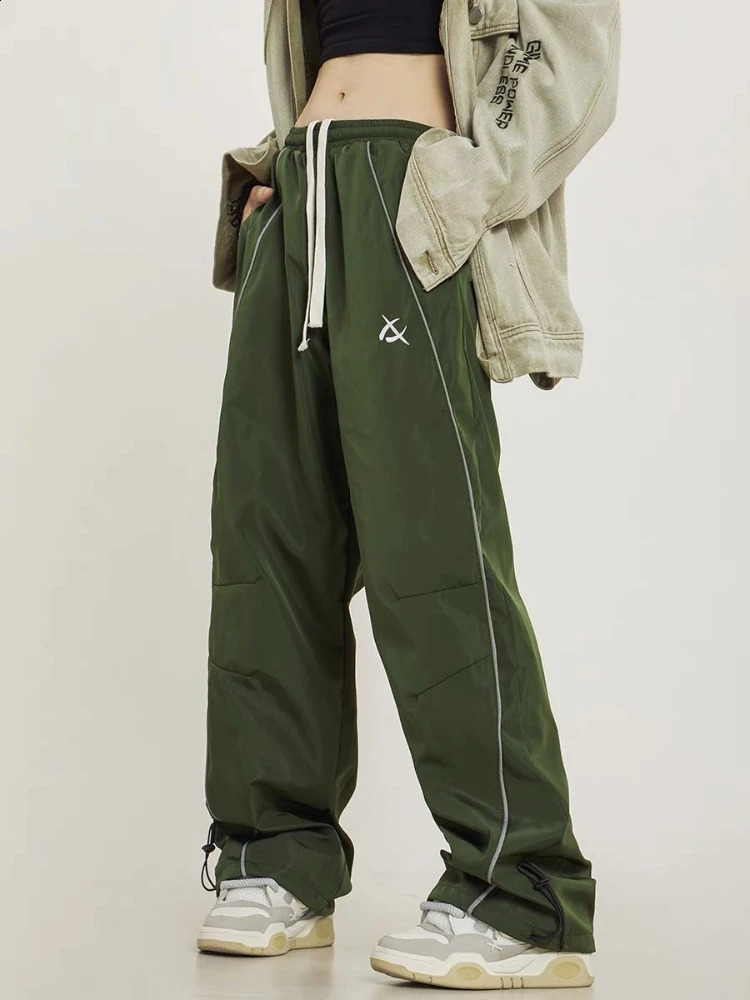 Casual Sweatpants Women Y2K Streetwear Elastic Waist Loose Straight-leg Bottom Drawstring Wide Leg Pants Z260314