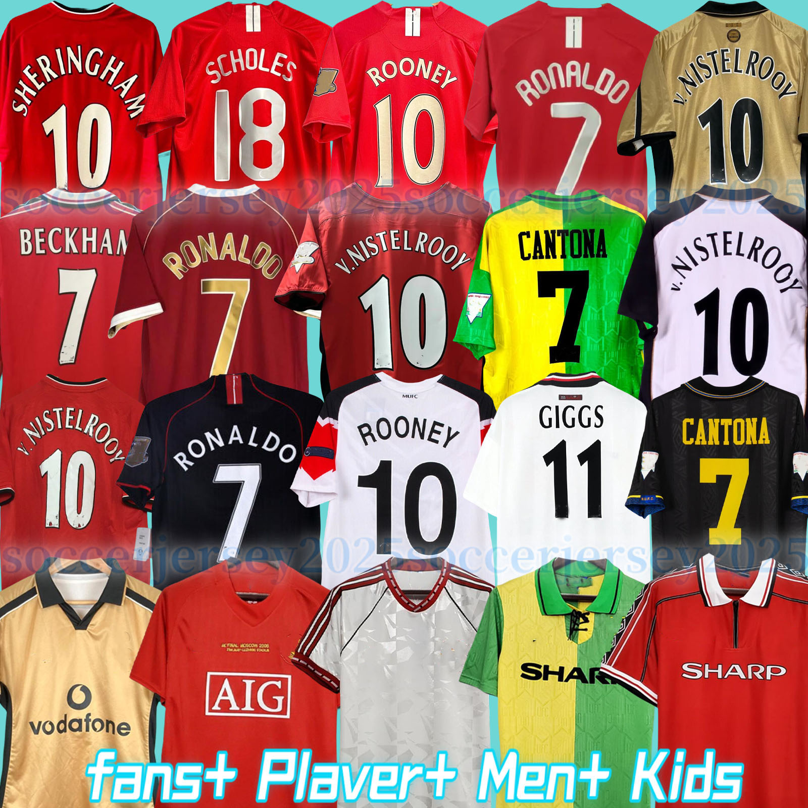 07 08 90 92 96 98 99 Retro final home away soccer Jersey 1994 1996 1998 CANTONA KEANE SCHOLES GIGGS ROONEY SOLSKJAER Jerseys