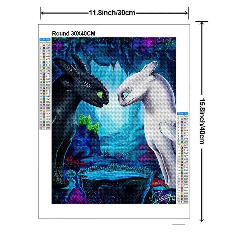 Handmade DIY cartoon dragon tamer diamond painting kit water diamond dinosaur cross stitch diamond mosaic home decorationXJ240816