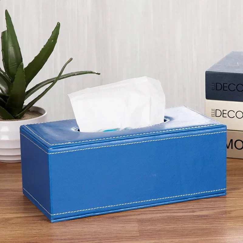 PU Leather Tissue Box Cover Desk Makeup Cosmetic Organizer Remote Controller Phone Holder Home Office Paper Napkin 240816