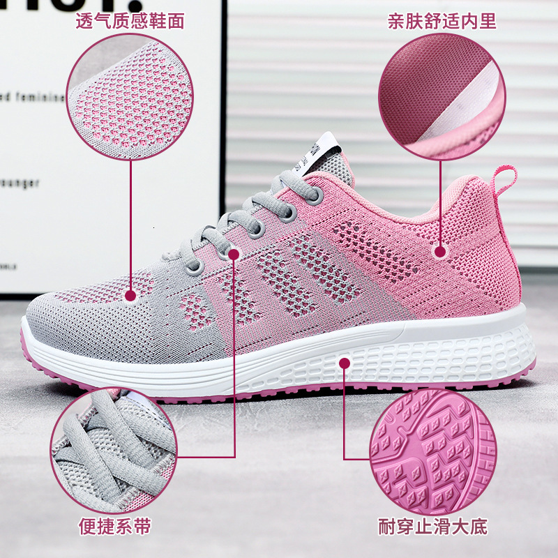 Ddmysports Spring And Autumn New Board Flying Weaving Mesh Sports Flat Bottom Student Running Shoes Women S OUTDOOR