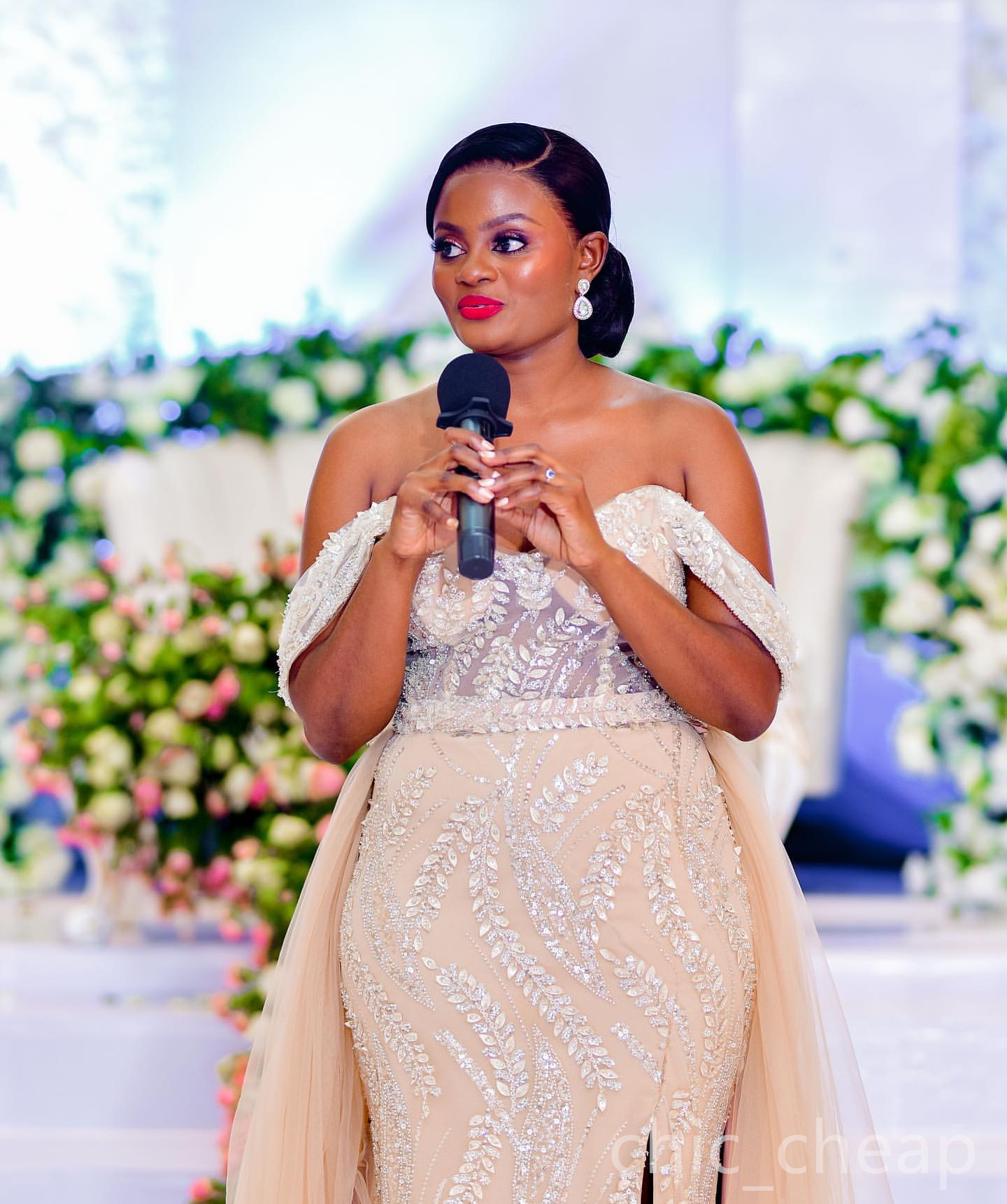 Champagne Floral Lace Mermaid Prom Dress for 2024 Events Detachable Evening Formal Party Second Receiption Birthday Dresses For Special Occasions Vint