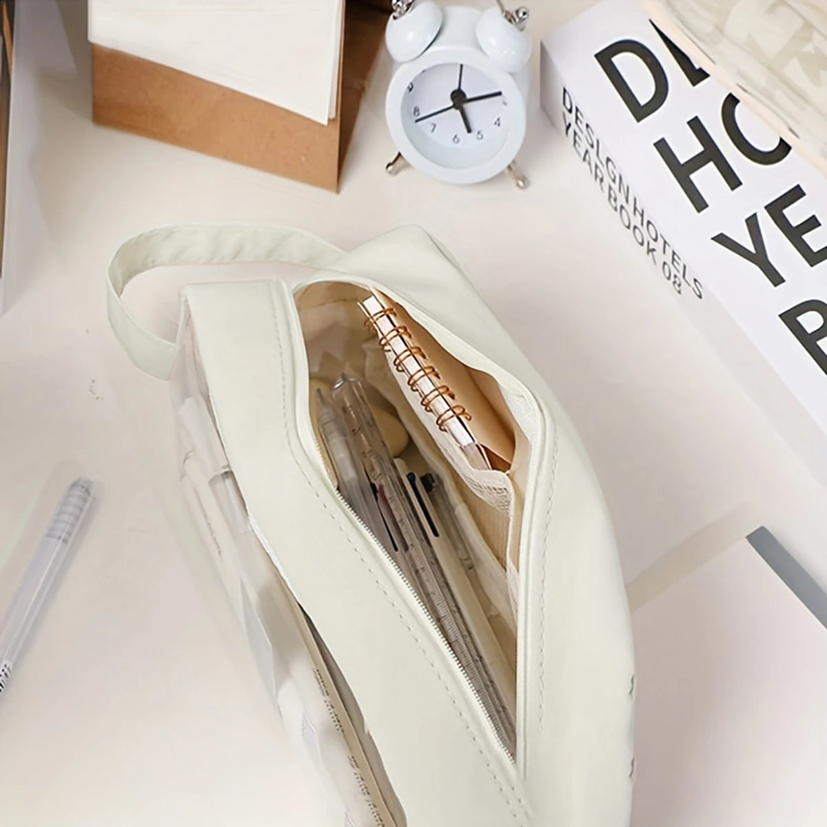 Large Capacity Clear PVC Pencil Case Transparent Waterproof Zippered Pen Pouch Stationery For Student Desk Storage Organization 240816