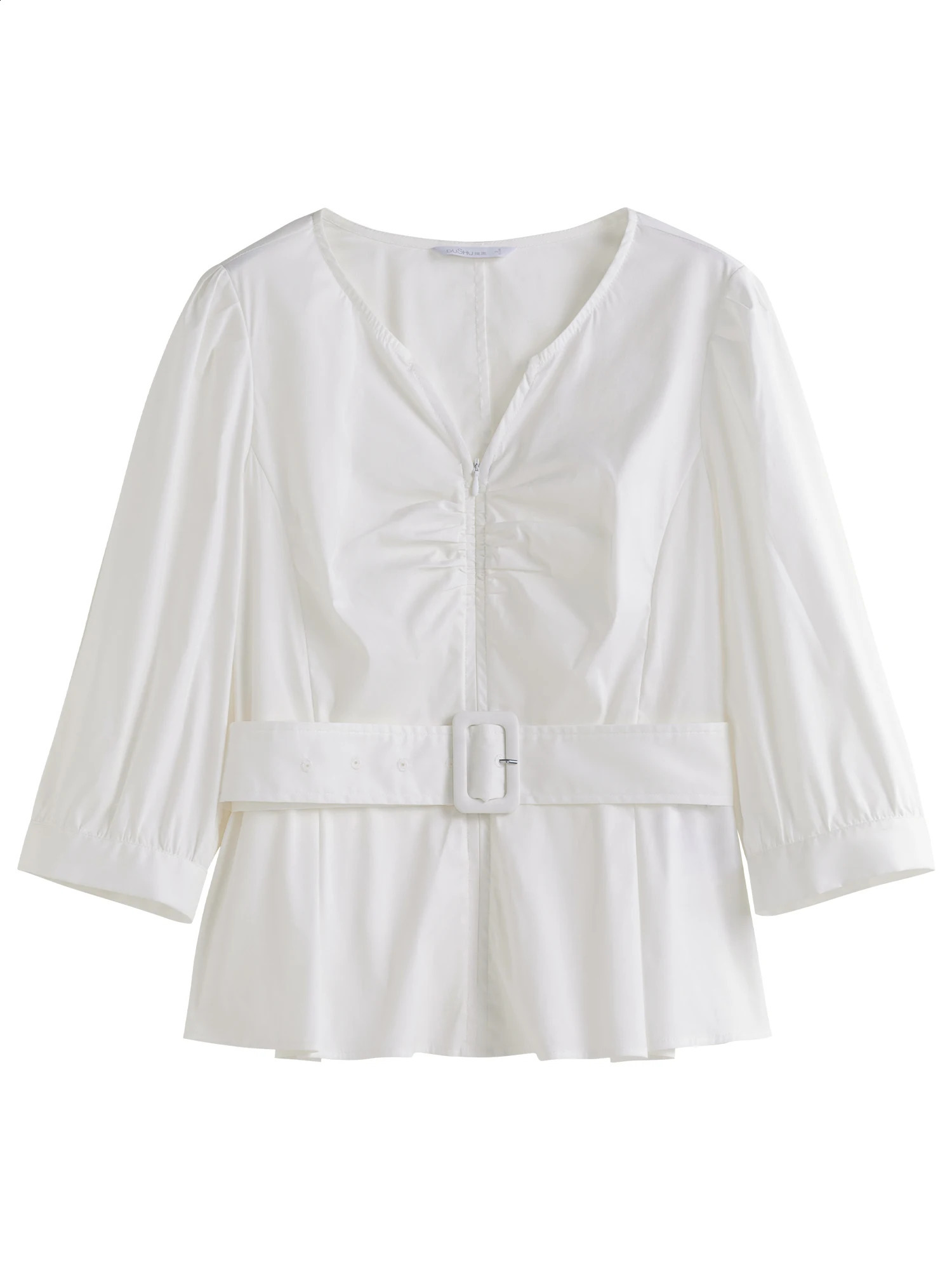 DUSHU Womens Unique Design Elegant Communicating Shirt Autumn Chic Versatile Casual Slim Top For Female 24DS83099 240814