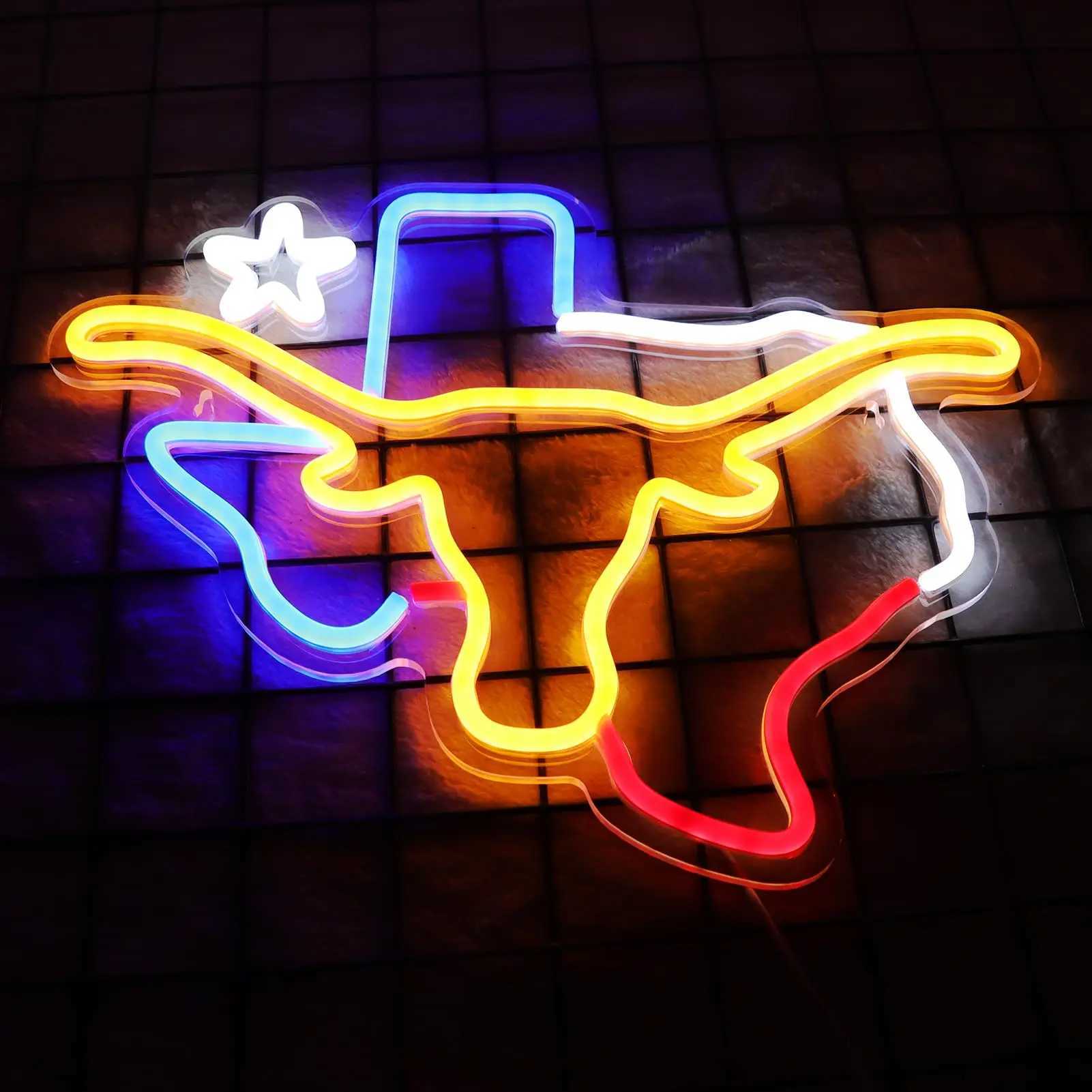 Longhorn neon sign LED TEXAS neon sign for room bar TEXAS wall decoration Western Gift for Friends Colleague Partner B240817