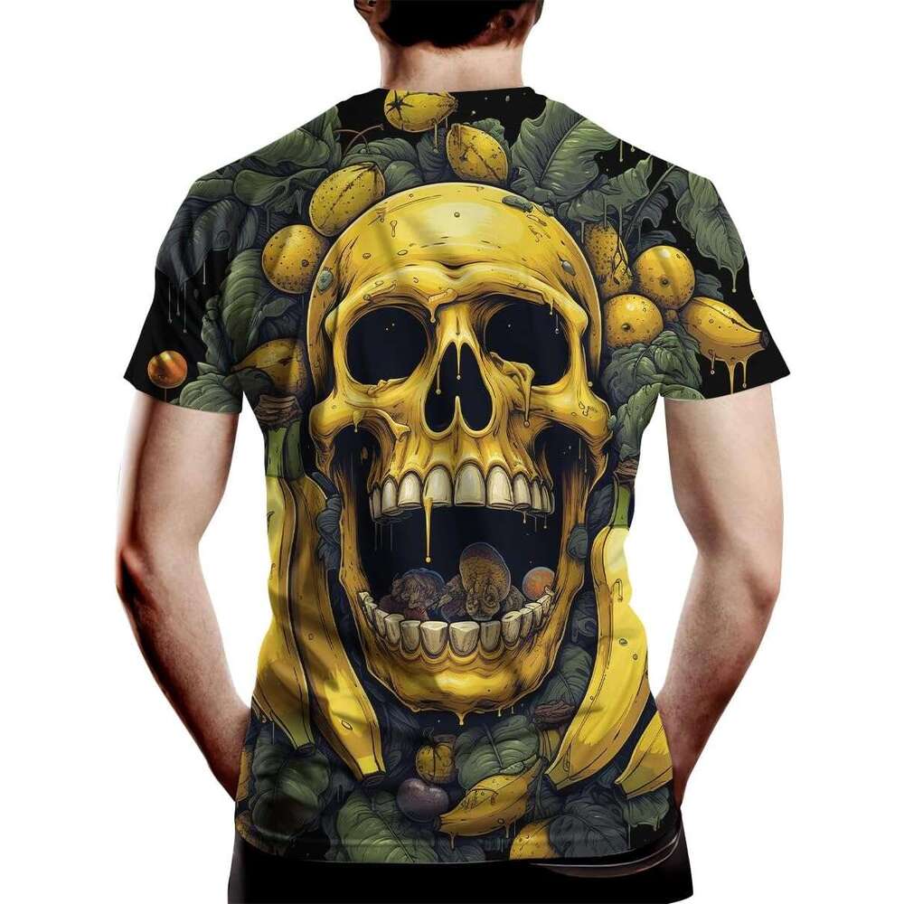 Halloween Mens T Shirt Novelity Pattern T-Shirts Hawaiian Style Fruit Skull 3D Print Short Sleeve Tee Shirts Tshirt Graphic Casual Tops Summer Clothes