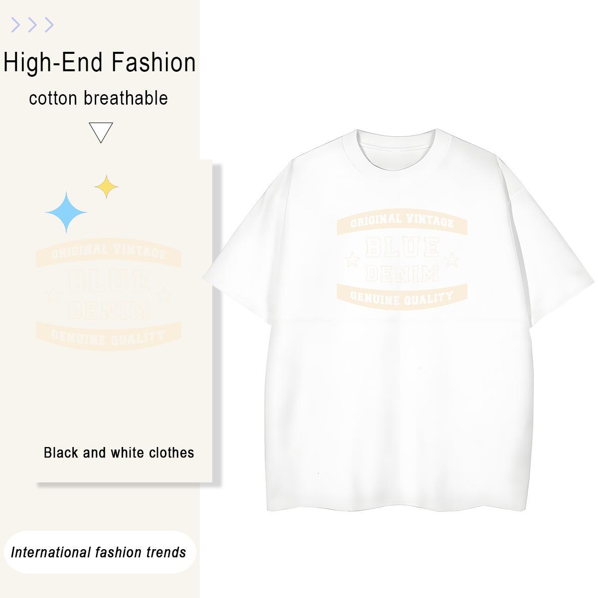 Female Womens Tshirts 230g Pure Cotton letter High Street Hip Hop T-Shirts for Women Comfortable Cartoon Print Tee Shirt