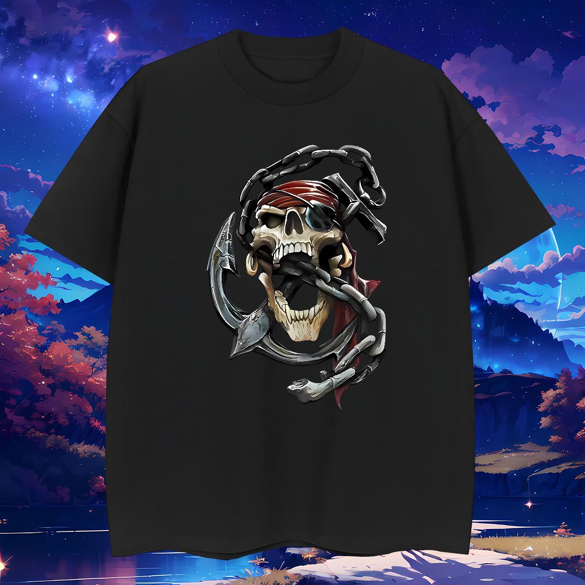 Brand T shirt 230g Pure Cotton skull Hip Hop Street Floral Print Crew Neck Couples T Shirts DIY Tops Tees