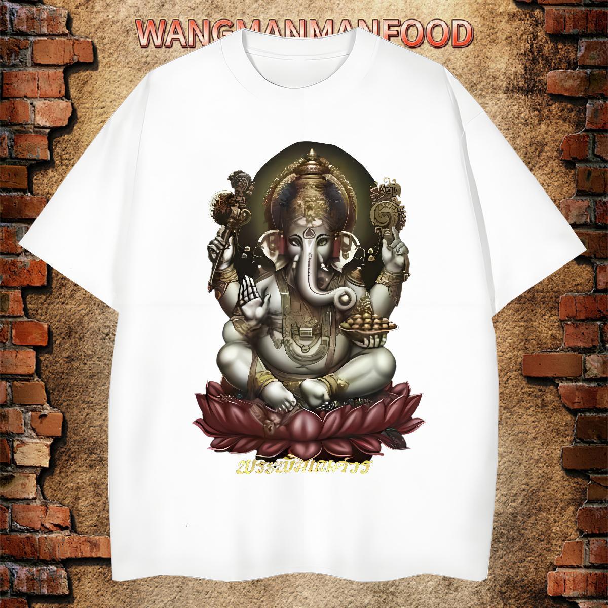 Loose Men T Shirts 230g Pure Cotton Ganesha Daily Outfit DIY Anime Crew Neck Breathable Men Tees New Tees Shirts
