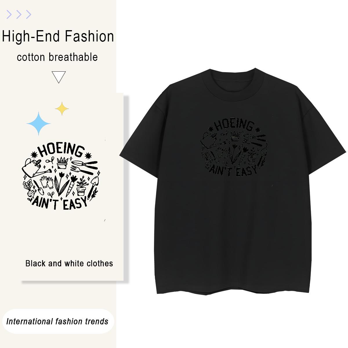 Lady Women Tees 230g Cotton letter Spring Summer Women T Shirts Crew Neck Cartoon Floral Printing Tops Tees
