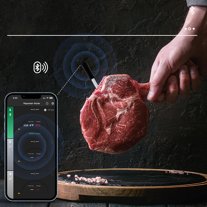 Oven Barbecue Smoking Kitchen Smart Digital Bluetooth Barbecue Temperature Gauge Wireless Meat Food Temperature Gauge 240816