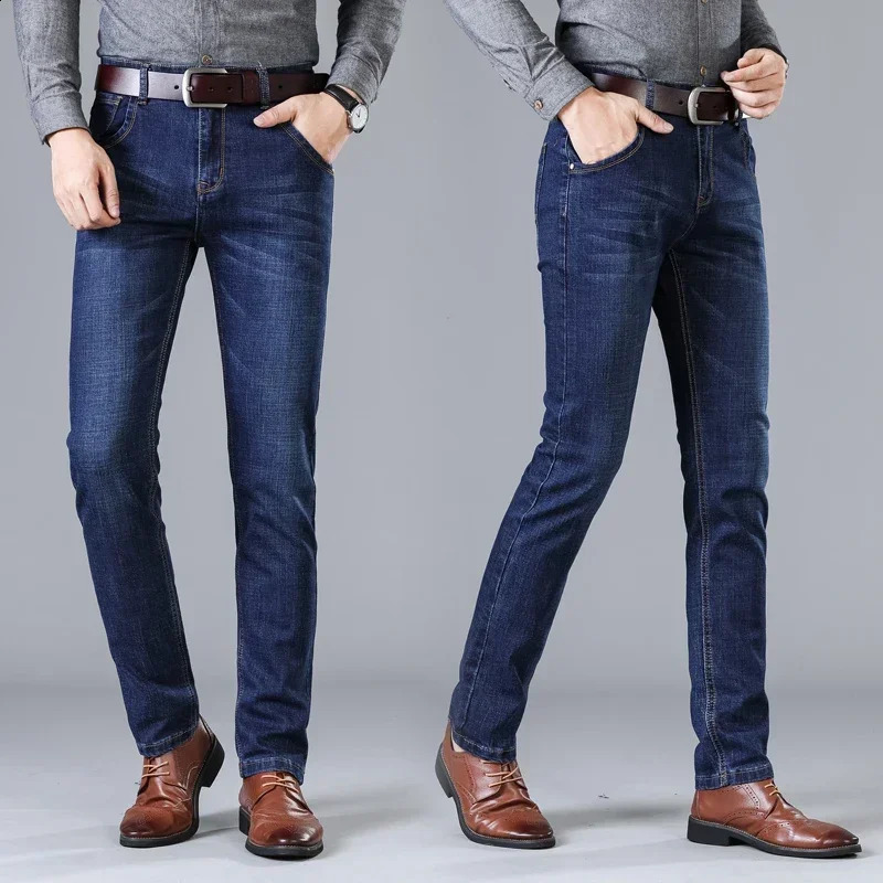Autumn and winter stretch mens jeans straight pants casual denim w240816