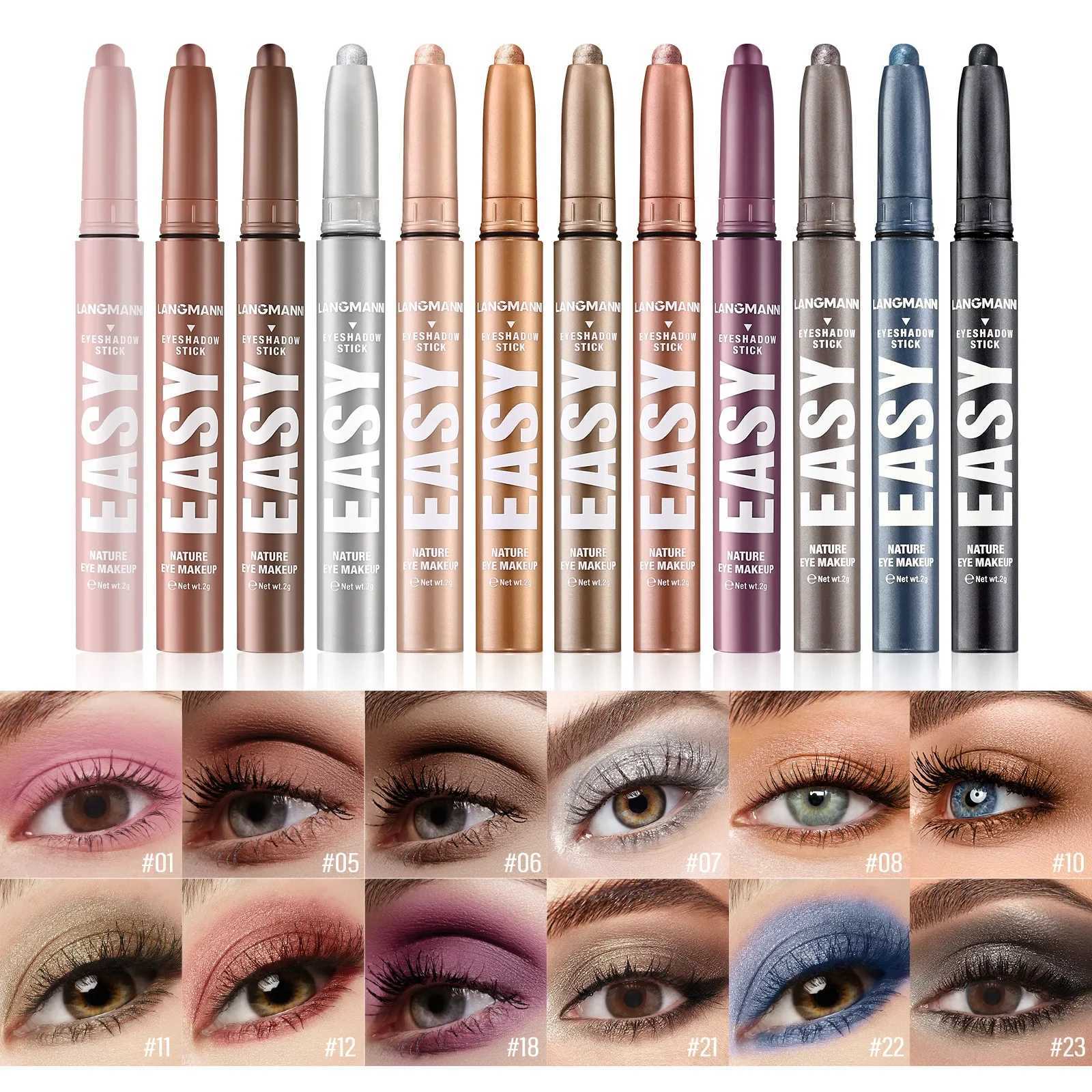 Metallic Lescent eye shadow Stick Glitter Blue eye shadow Cream Brighten eye shadow Pen Waterproof eyeliner MakeupW241212