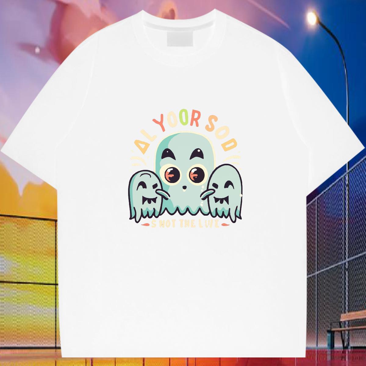 Classic T shirt 230g Pure Cotton skull Daily Wear DIY Logo Oversized Short Sleeve O-Neck Men Tees Wholesale Tops