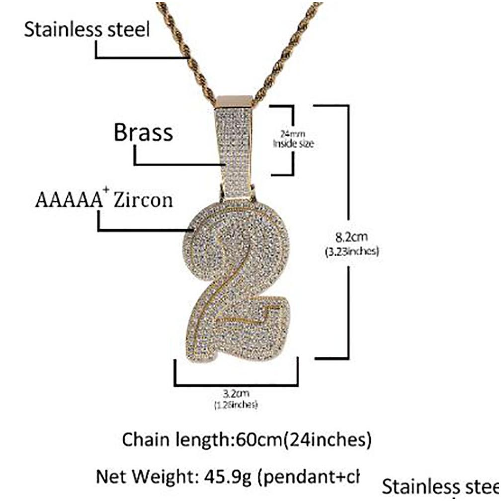 Pendant Necklaces Men Women A- Z Double Layer Stones Cursive Initiall Number Necklace For Gifts Cubic Zirconia Hip Hop Drop Delivery J Oto6V