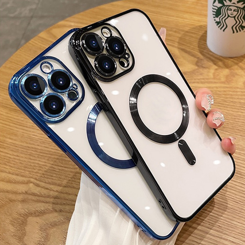 Luxury Clear Magnetic For Magsafe Wireless Charging Cases Soft TPU Shockproof Cover With Camera Lens Film Protector for iPhone 17 Air 16 15 14 13 12 1