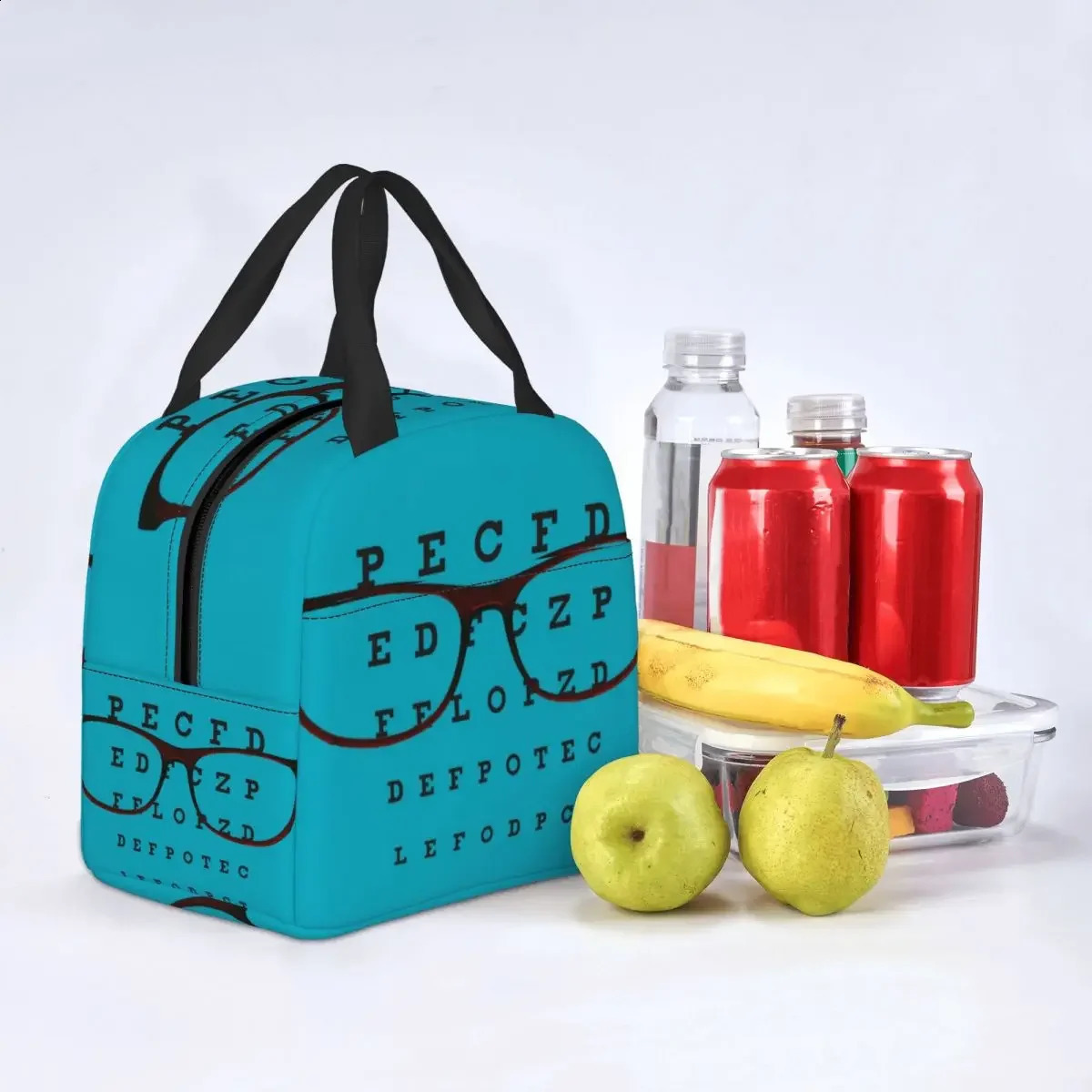 Funny Glasses With Eye Test Chart Resuable Lunch Boxes Women Multifunction Optician Optometrist Thermal Cooler Food Lunch Bag 240816
