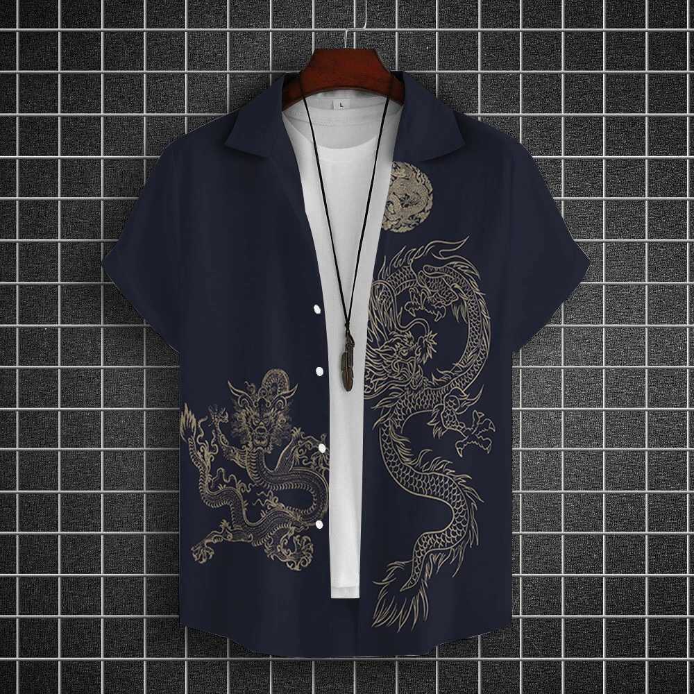 Mens Shirts Short Sleeve Tops Dragon Graphic Clothing 3d Shirts 2024 Casual Fashion Streetwear Summer Apparel For Male Blouse W250103