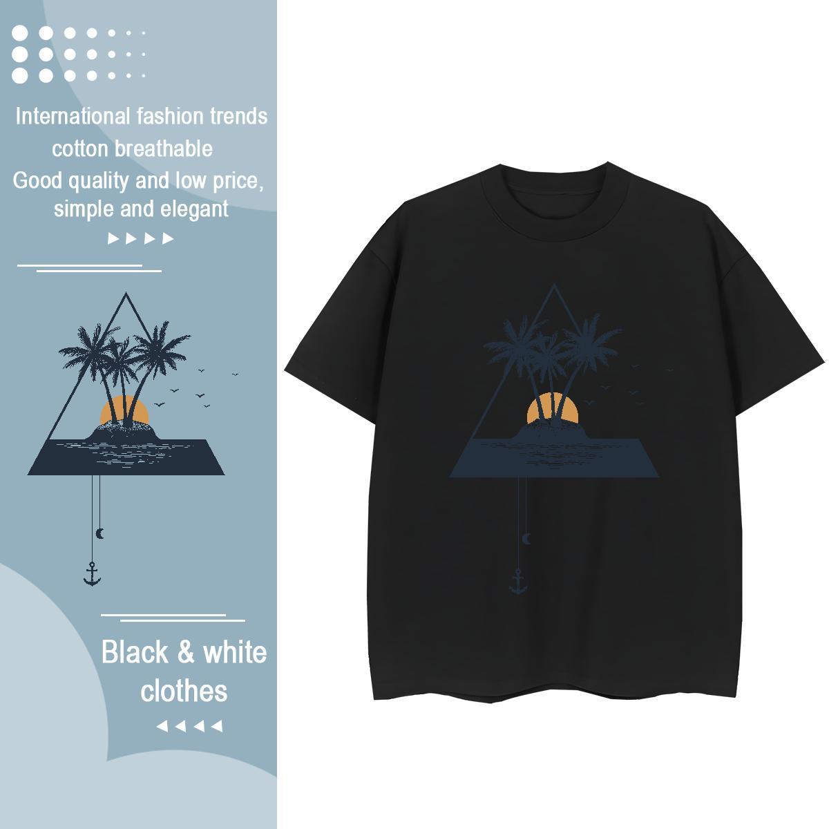 Classic Womens T Shirts O-Neck Short Sleeve 230g Pure Cotton Couples T Shirts Cartoon Print tree Hip Hop Unisex Tshirts