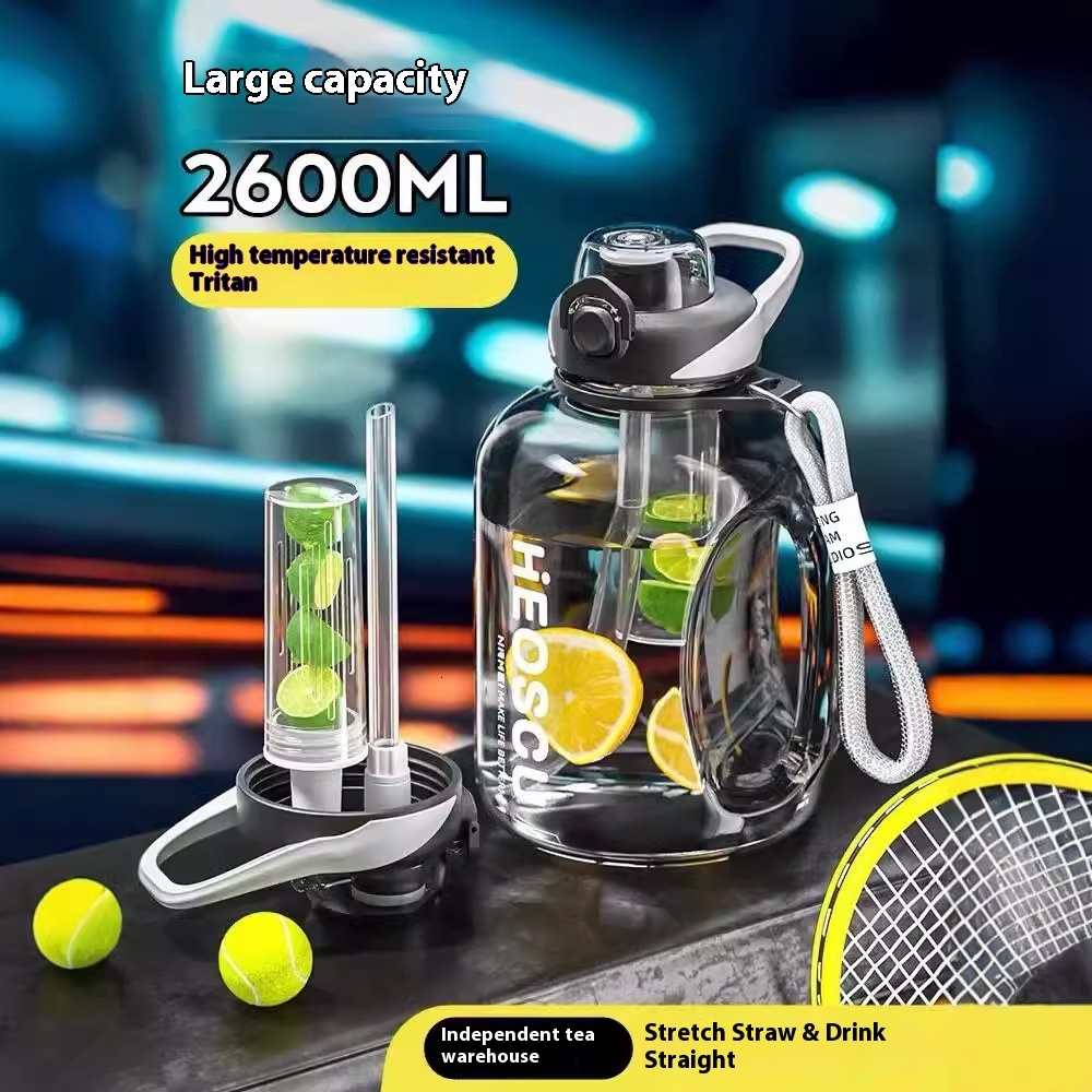 Plastic cup, heat-resistant Tritan large capacity sports kettle, men's portable ton bucket, straw water cup, women's summer