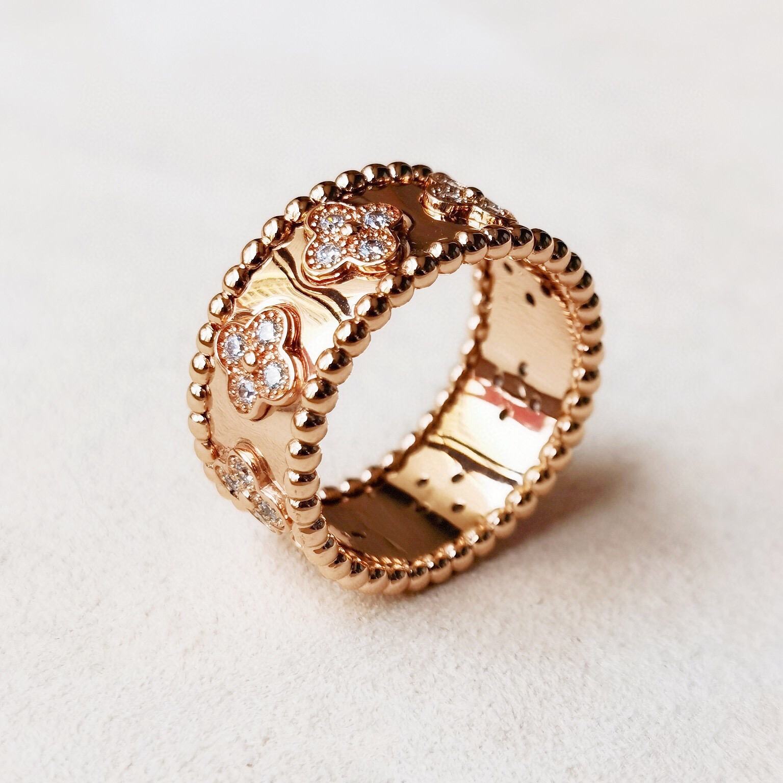 S925 silver punk band ring with diamonds in 18k rose gold and platinum color for women wedding jewelry gift girl friend PS4514