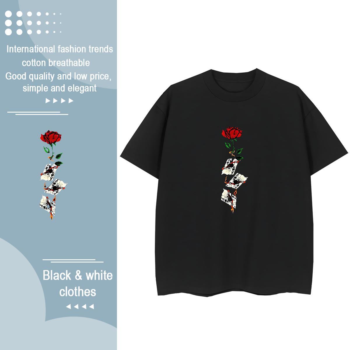 2024 T Shirts Women Round Neck Short Sleeve 230g Pure Cotton Couples T Shirts Skull rose Street Wear Designer Top Tees