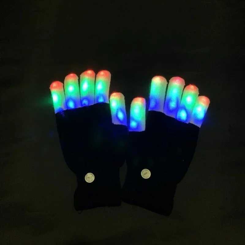 New Colorful Finger Glowing Glove for Kid Adult LED Light Flashing Magic Gloves Party Decoration Halloween Lighting Decor Y240817