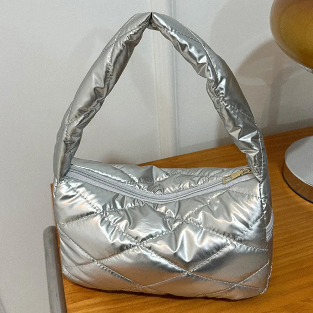 Winter inflatable top handbag PU bedding womens bag highquality down small cotton pad soft shoulder ner 240817