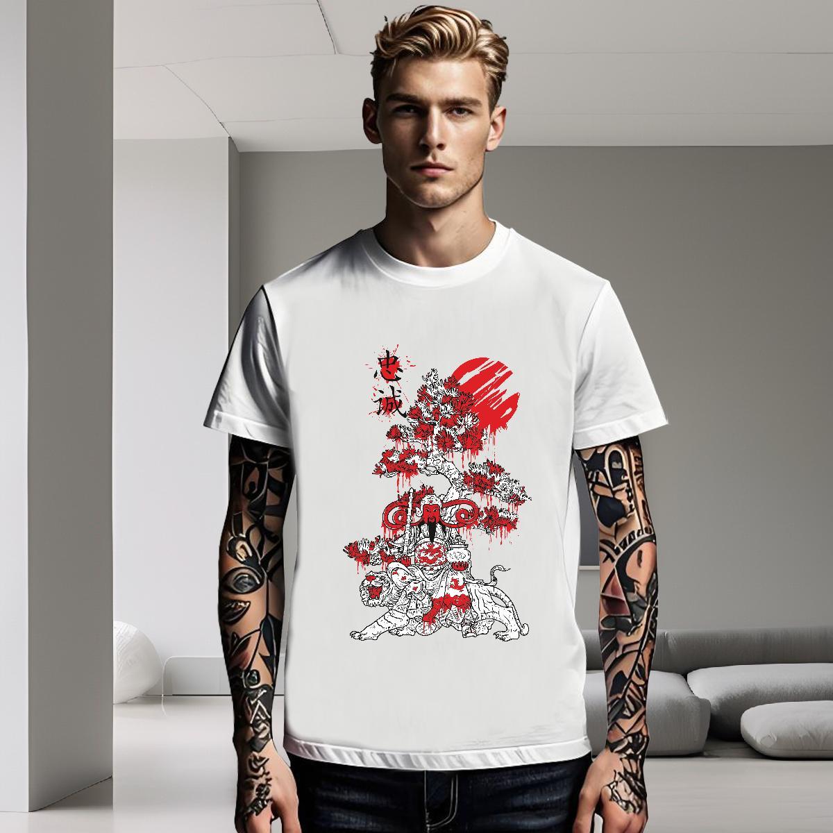 Fashion Mens Tshirts 100% Cotton 230g Spring Summer icon Pure Cotton T-Shirts Cool Design White Plus Size Tops