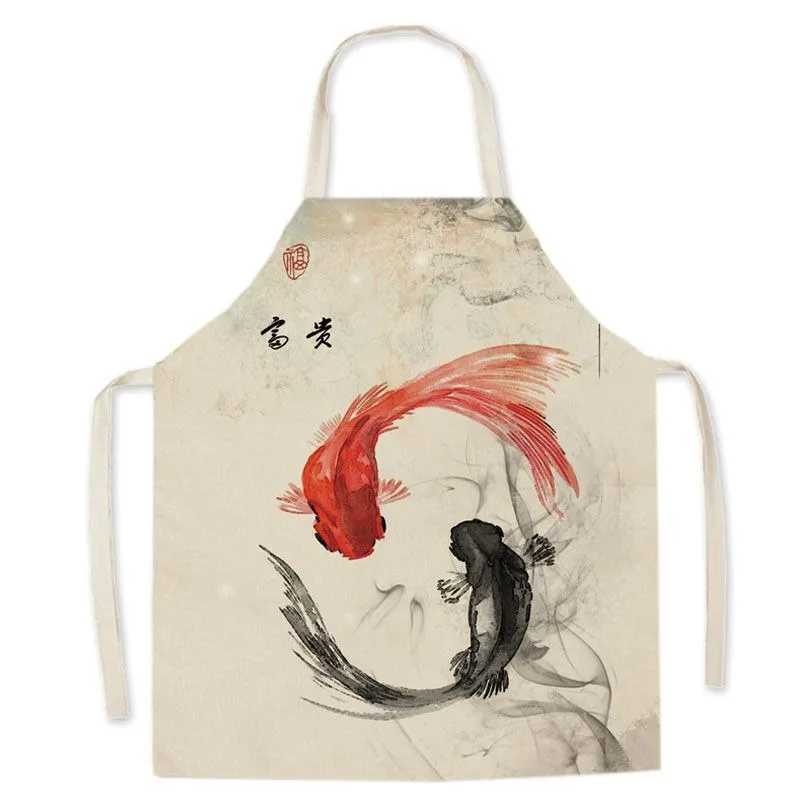 Chinese Retro Chinese Style Sleeveless Apron Adult Home Cleaning Linen Bib Mens Kitchen Cooking Baking ApronXJ240816