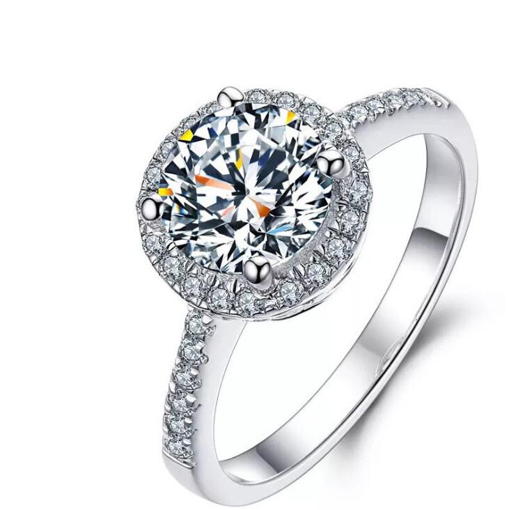 Ins Top Sell Wedding Jewelry Sets Ladies Jewellery 925 Sterling Silver Round Cut White Lab Moissanite Diamond Clavicel Necklace Stud Earring Women Rin