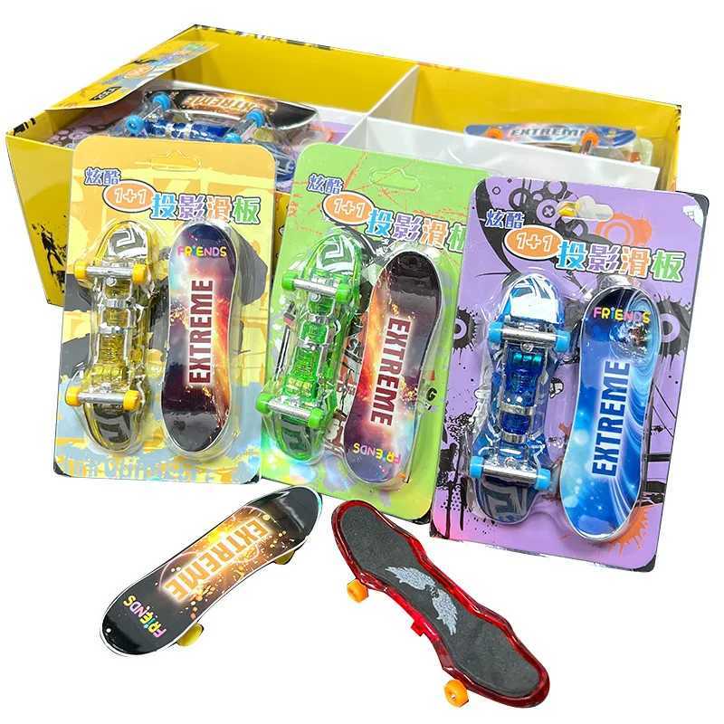 Finger Skateboard Toy Cartoon Animation Mini Fingertip Projection LED Glowing Scooter Childrens Puzzle Table Games Novelty Toys Y240817