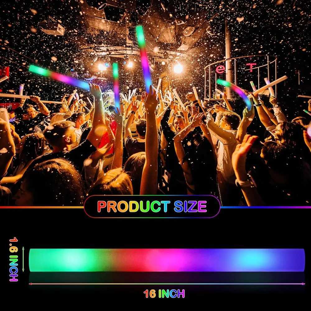 240 Pcs LED Foam Sticks Bulk 16 Inch Glow Sticks Bulk 3 Mode Color Flashing Batons Wands LED Light Up Foam Sticks Y240817