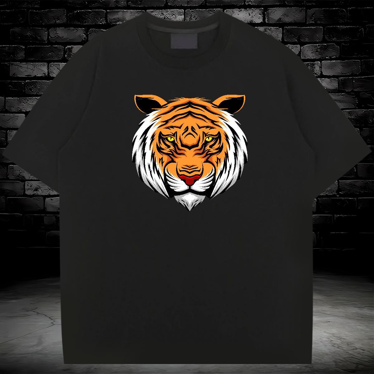 Loose Fit Man T Shirts 230g Pure Cotton tiger Sport Oversized 3XL 4XL Breathable Short Sleeve Men Tops Tees New Arrival Tops Shirt