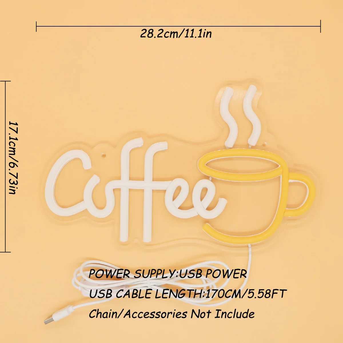 1PC Creative Coffee Cup LED Neon Sign Light Used for Party Room Bar Club Milk Coffee Shop Wall Decoration 11.1 inches * 6.73 inches B240817