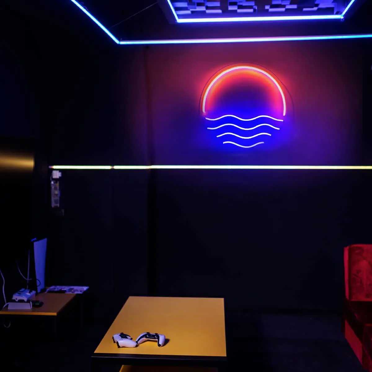 Tropical sunset and ocean LED neon signs - beautiful wall decorations for bedrooms living rooms and kitchens. Bright colors romantic mood B240817