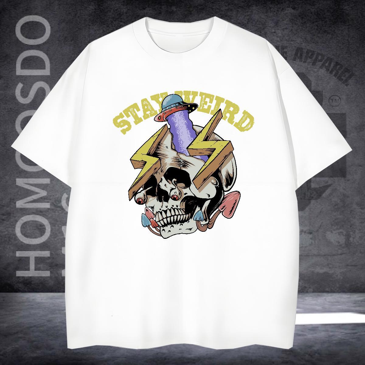 Classic T Shirts Men 230g Cotton skull Casual Beach Plus Size Custom Pure Cotton Men Tops Tees 2024 New Tshirts