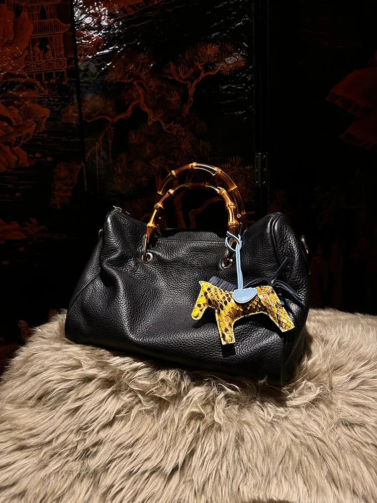 3 fashion Womens soft leather Retro Fashion High-grade Single crossbody Messenger Bamboo handle Bag Shoulder Purse 240816 4