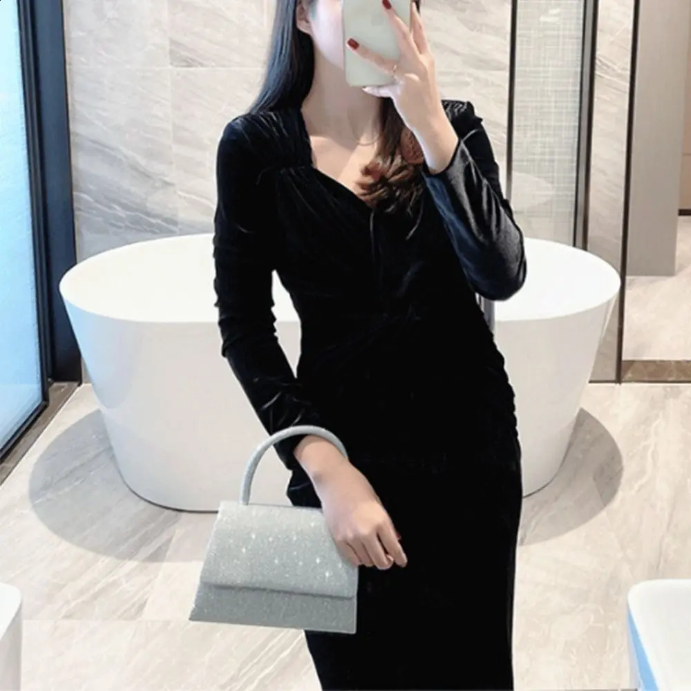 Silver Bright Silk Evening Bag Women Elegant Fashion Banquet Clutch Chain Shoulder Bags Purse Female Handbag 240816Z