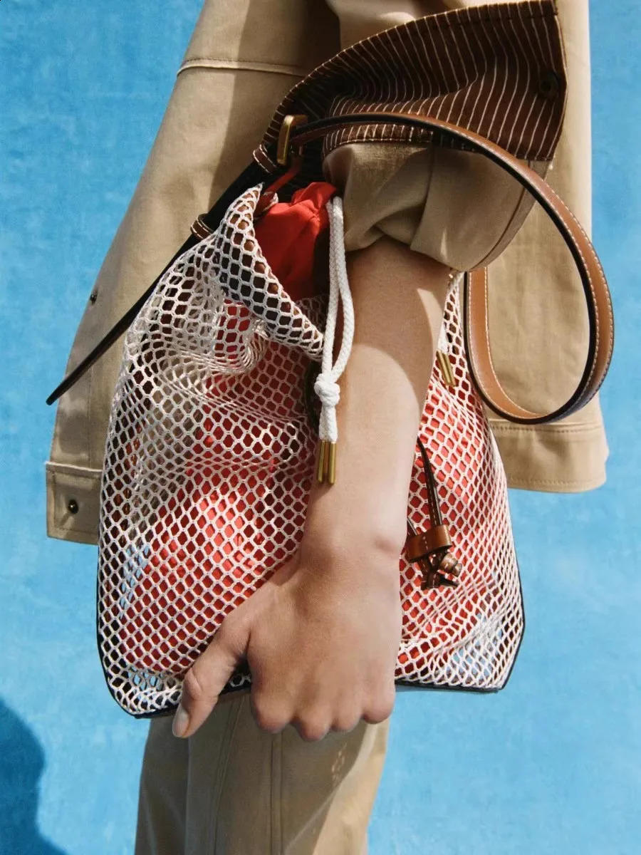 Summer Bucket For Women Beach Tote Shoulder Woven Bag Travel Crocheted Hollow Out Ladies Fashion Handbag 240816 a2f3 4