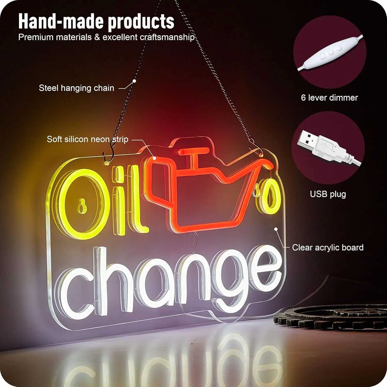 Oil change garage neon sign LED neon sign for car repair shop manhole car workshop garage home decoration B240817