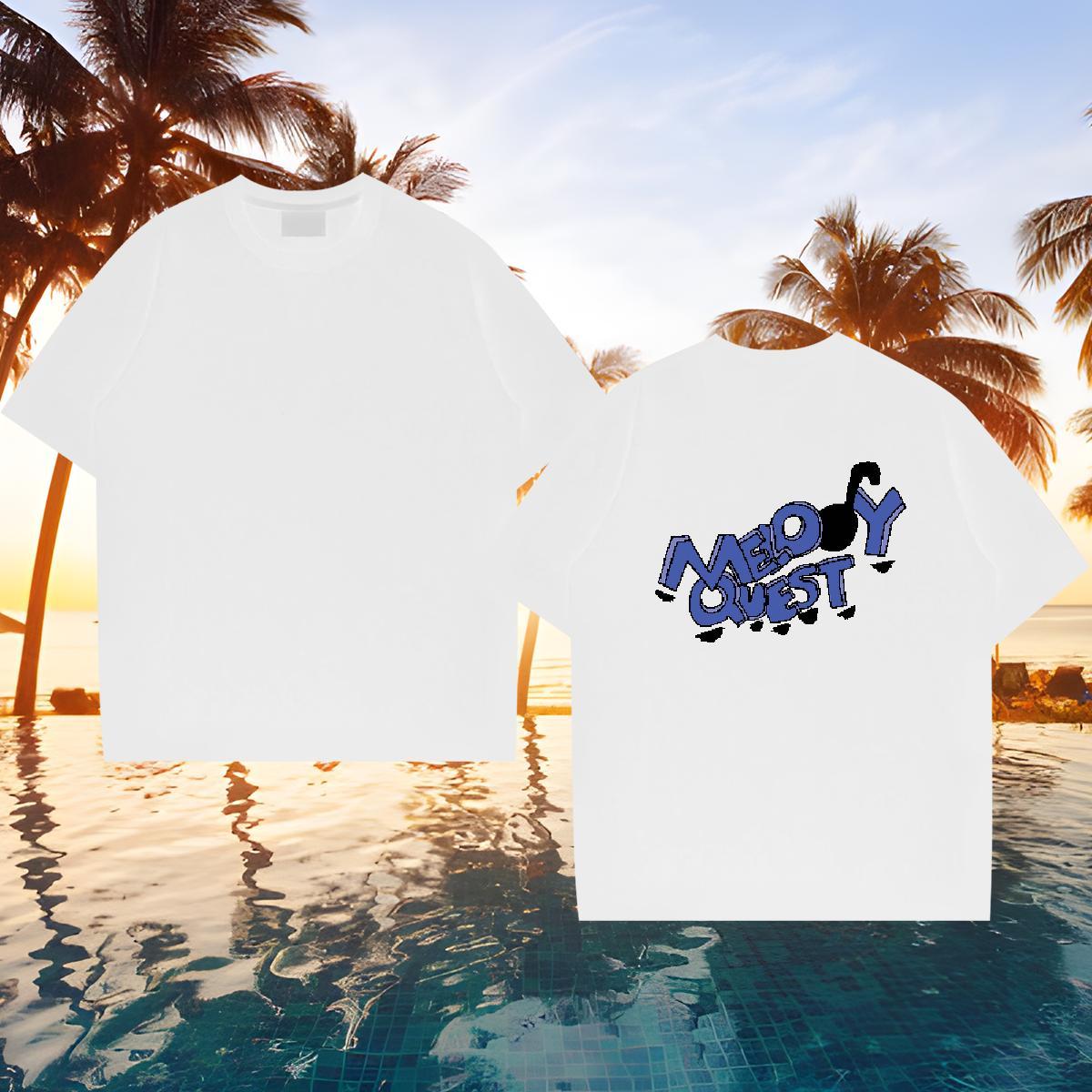 Loose Fit T-Shirts 230g Pure Cotton blue Casual Daily Wear Customized Print Round Neck Short Sleeve Men Tops Tees Brand Tops Shirt