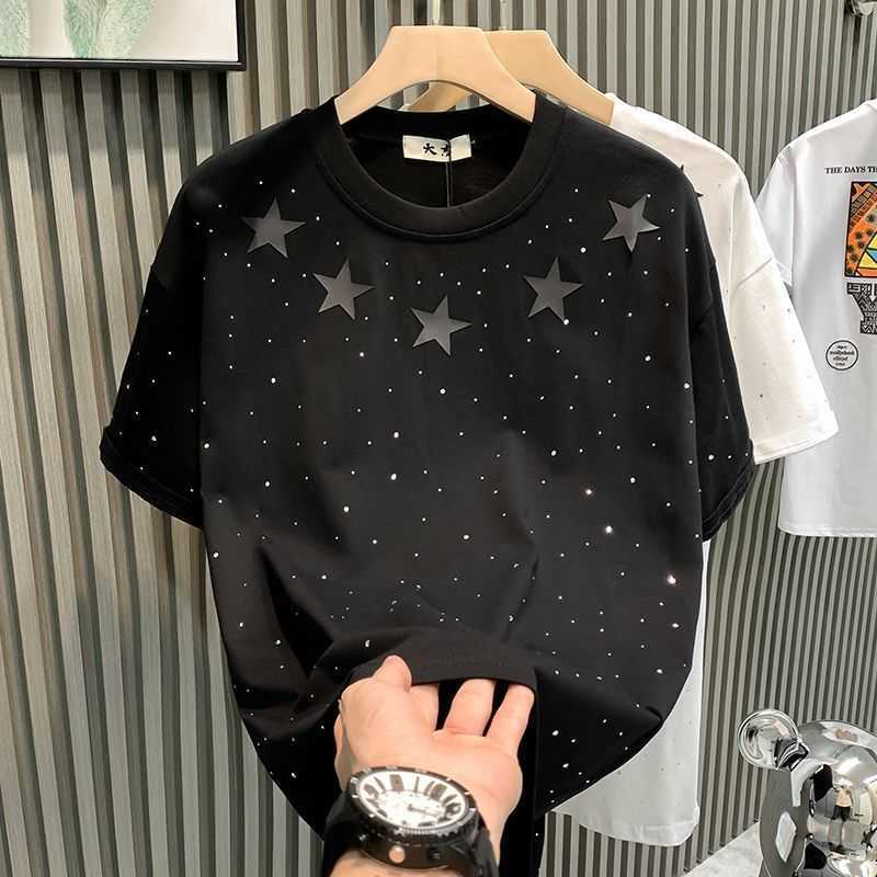 T-shirt Short sleeve men's summer new hot drill fashion half sleeve T-shirt Q240817