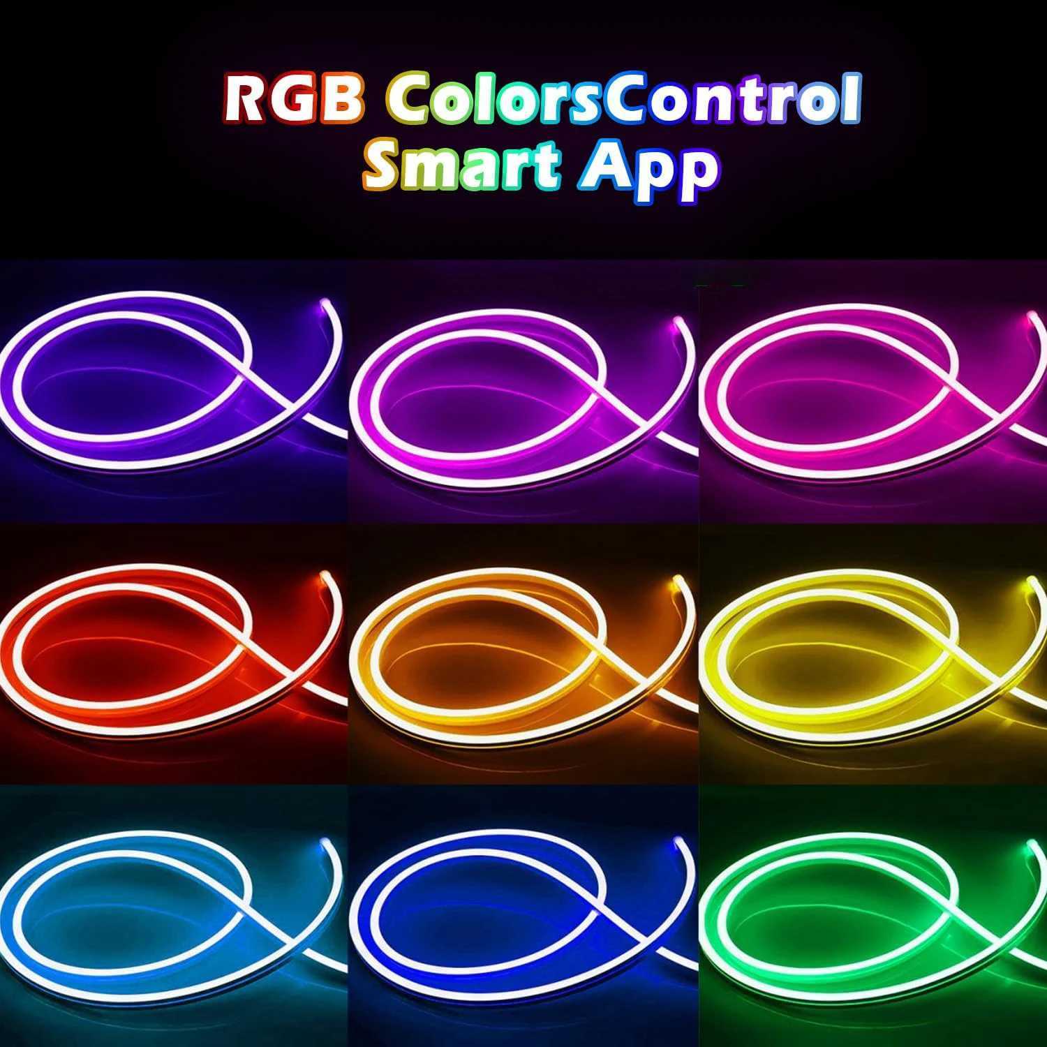 RGB neon light LED strip waterproof flexible tape neon light with 44 key remote control for home room outdoor decoration B240817