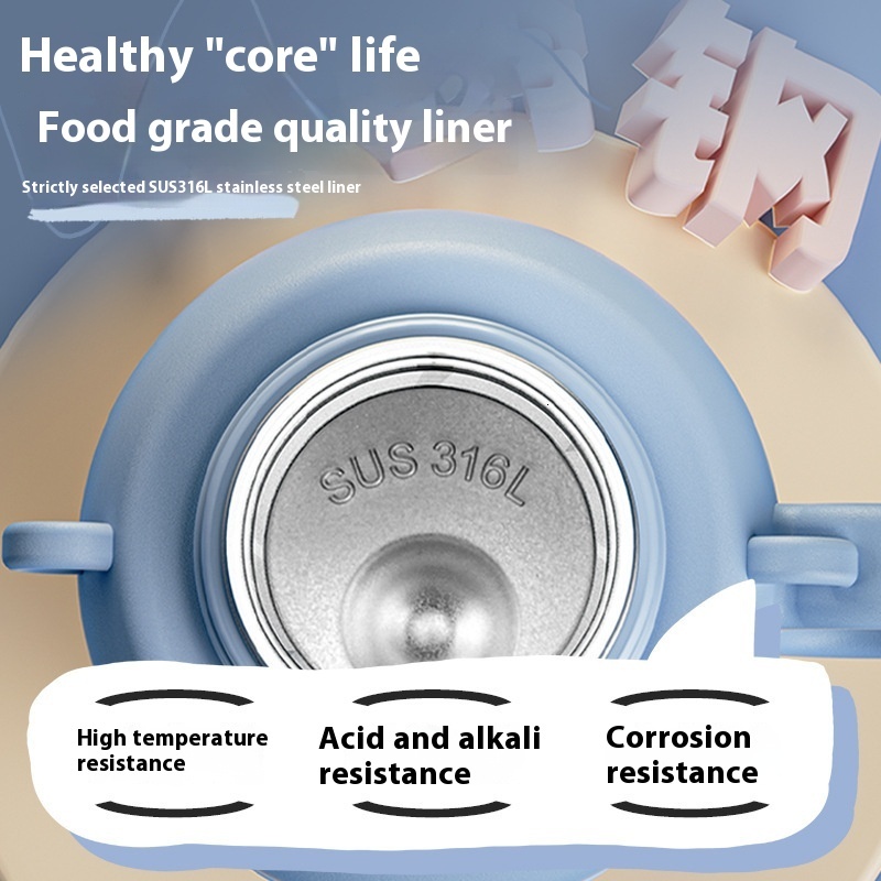 Stylish Kids' Insulating Water Jug - 316 Food Safe Stainless Steel, Ideal for School Use with Integrated Straw Feature
