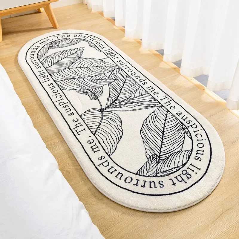 Fluffy Soft Bedroom Bedside Rugs Nordic Flowers Carpet for Kids Room Bathroom Living Room Non-Slip Home Decor Long Floor Mat Y240816